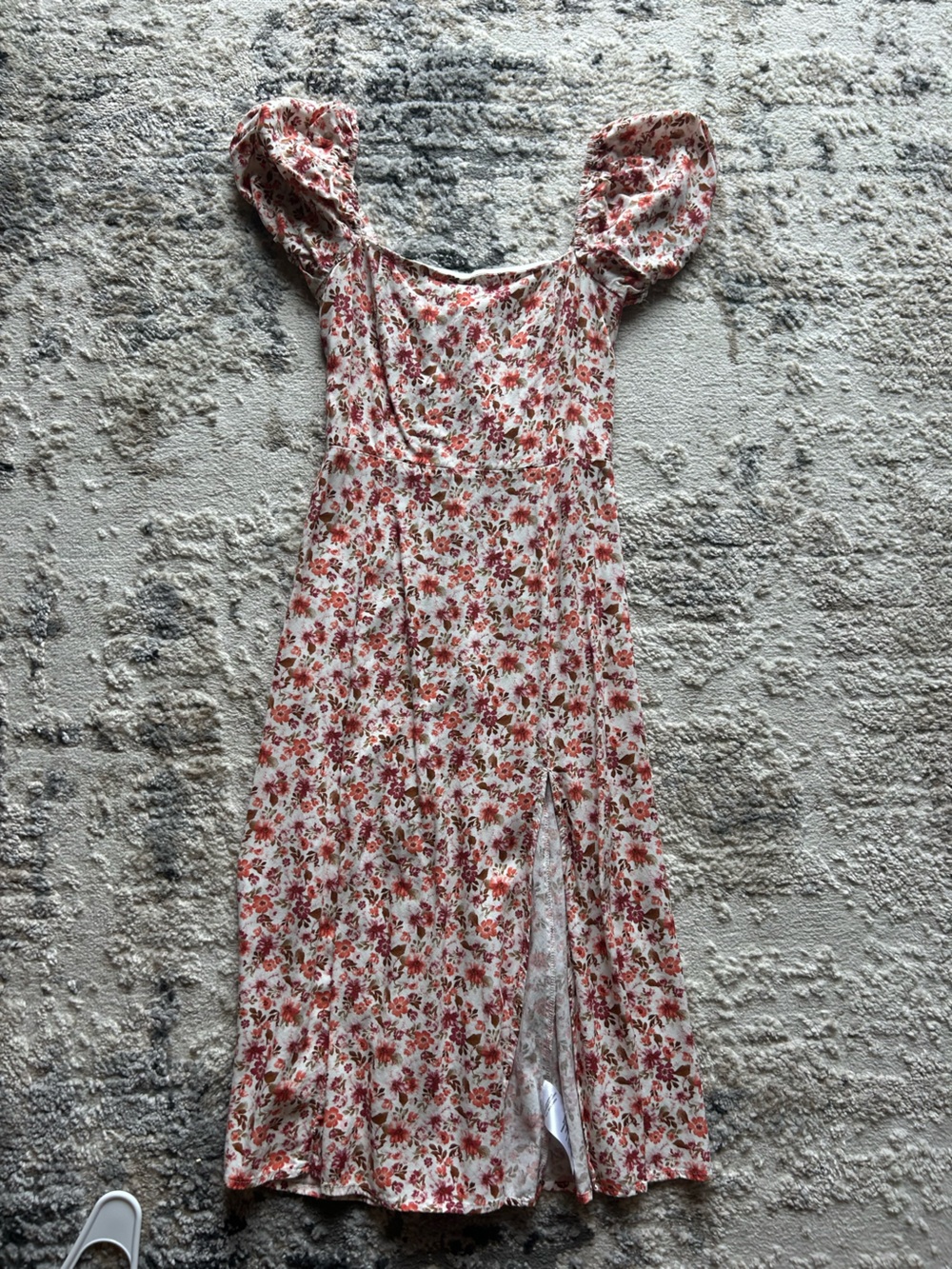 miami White Floral Dress with Pink & Red Accents